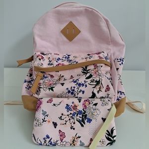 Pink floral backpack
